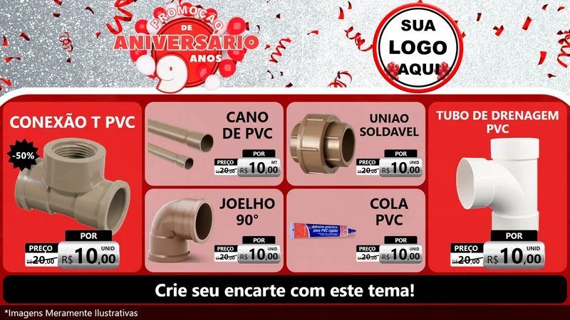 Modelo de TV para TV Horizontal com o tema Promoção de Aniversário - 9 Anos para Tubos e conexões