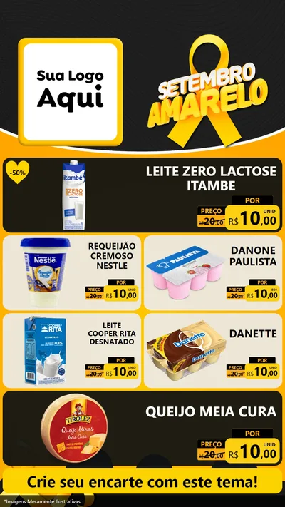 Modelo de TV para TV Vertical com o tema Setembro Amarelo para Frios e Laticínios