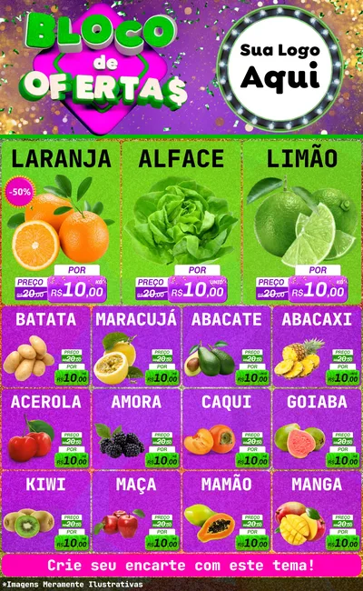 Modelo de Encarte para Encarte Grande com o tema Bloco de Ofertas para Hortifrúti