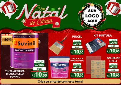 Modelo de Encarte para Encarte A4 Horizontal com o tema Um Natal de Ofertas para Tintas e Ferramentas