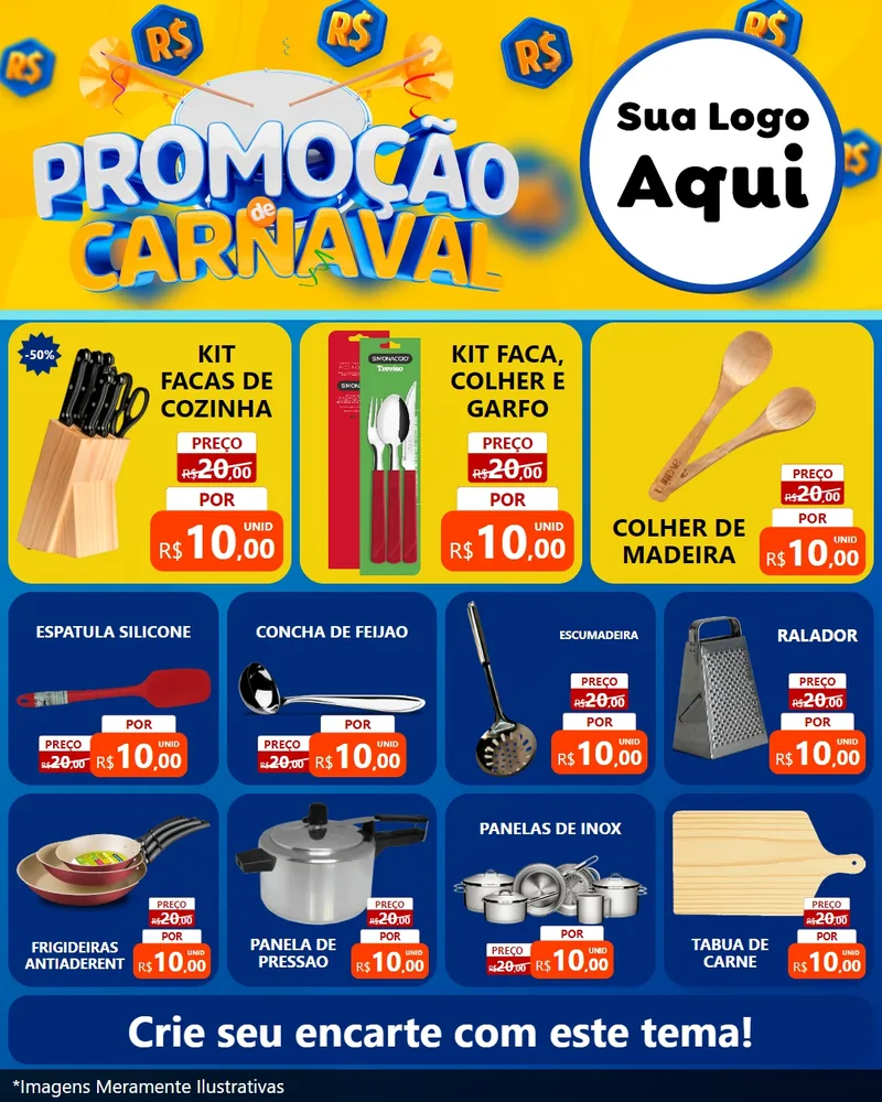 Modelo de Rede Social para Feed Instagram com o tema Promoção de Carnaval para Utilidades Domésticas