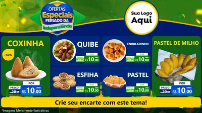Modelo de TV para TV Horizontal com o tema Ofertas Especiais Feriado da Independência para Salgadaria