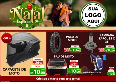 Modelo de Encarte para Encarte A4 Horizontal com o tema Natal Especial para Moto peças