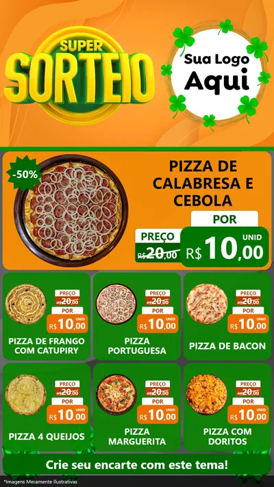 Modelo de Rede Social para Stories com o tema Super Sorteio para Pizzaria