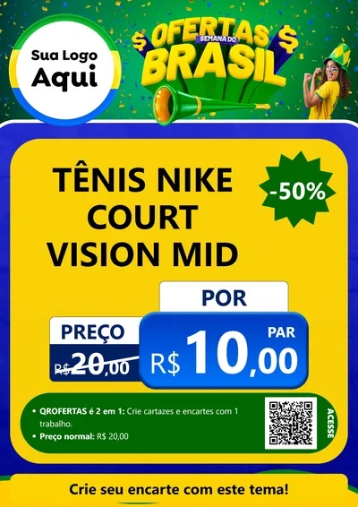 Modelo de Cartaz para Cartaz A4 Vertical com o tema Ofertas Semana do Brasil para Calçados