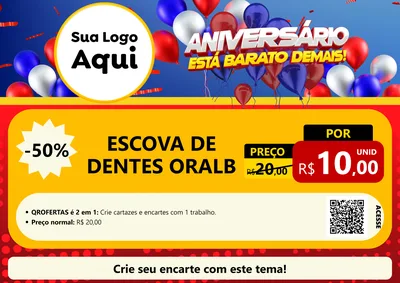 Modelo de Cartaz para Cartaz A4 Horizontal com o tema Aniversário para Higiene Pessoal