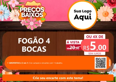 Modelo de Cartaz para Cartaz A4 Horizontal com o tema Primavera de Preços Baixos para Móveis e Eletro