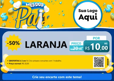 Modelo de Cartaz para Cartaz A4 Horizontal com o tema Mês dos Pais para Hortifrúti