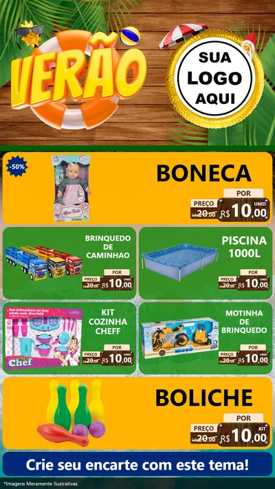 Modelo de TV para TV Vertical com o tema Verão para Brinquedos