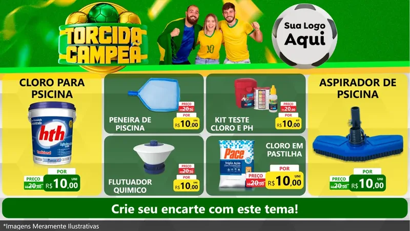 Modelo de TV para TV Horizontal com o tema Torcida Campeã - Copa para Produtos para Piscina