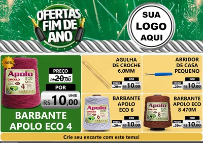 Modelo de Encarte para Encarte A4 Horizontal com o tema Ofertas Fim de Ano para Armarinho e Aviamentos