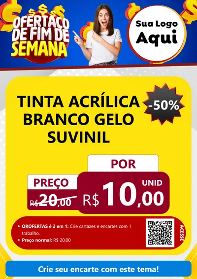 Modelo de Cartaz para Cartaz A4 Vertical com o tema Ofertaço de Fim de Semana para Tintas e Ferramentas