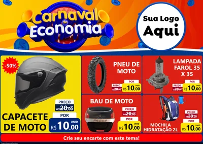 Modelo de Encarte para Encarte A4 Horizontal com o tema Carnaval da Economia para Moto peças