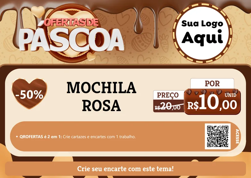 Modelo de Cartaz para Cartaz A4 Horizontal com o tema Ofertas de Páscoa para Papelaria
