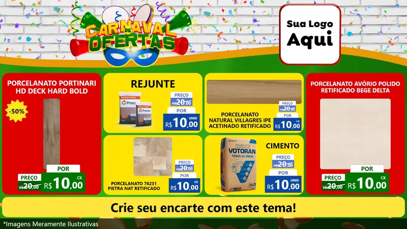 Modelo de TV para TV Horizontal com o tema Carnaval de Ofertas para Pisos e revestimentos
