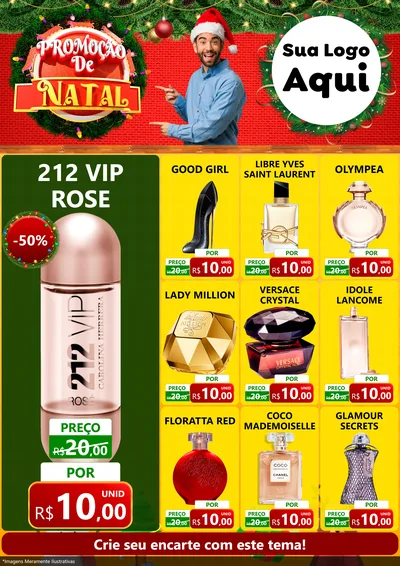 Modelo de Encarte para Encarte A4 Vertical com o tema Promoção de Natal para Perfumes