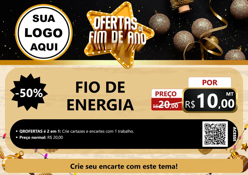 Modelo de Cartaz para Cartaz A4 Horizontal com o tema Ofertas de Fim de Ano para Materiais Elétricos