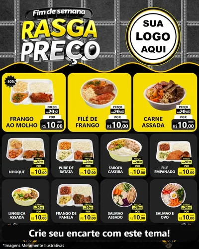Modelo de Rede Social para Feed Instagram com o tema Fim de Semana Rasga Preço para Restaurante