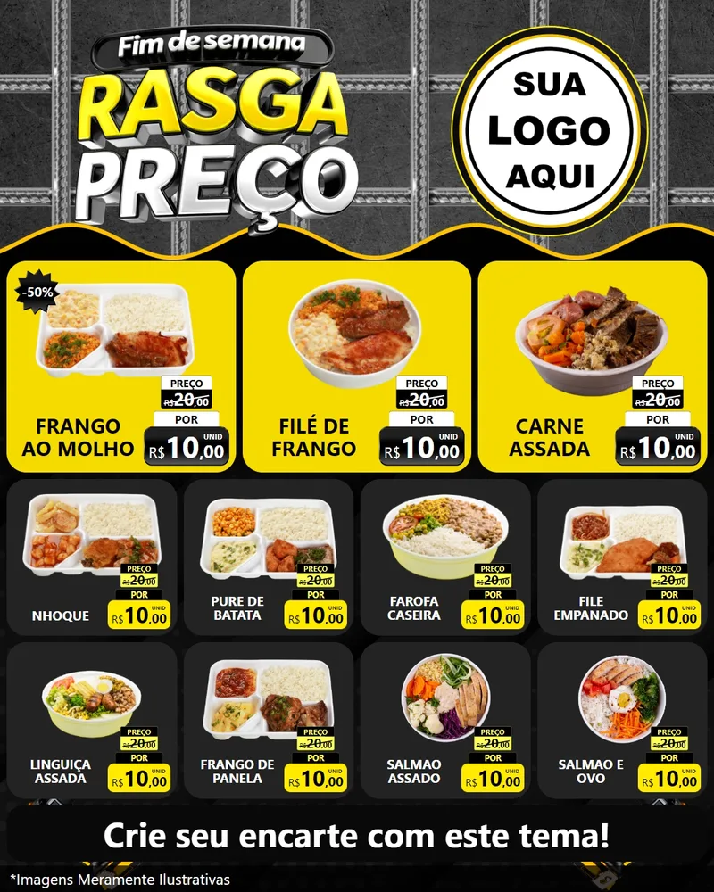 Modelo de Rede Social para Feed Instagram com o tema Fim de Semana Rasga Preço para Restaurante