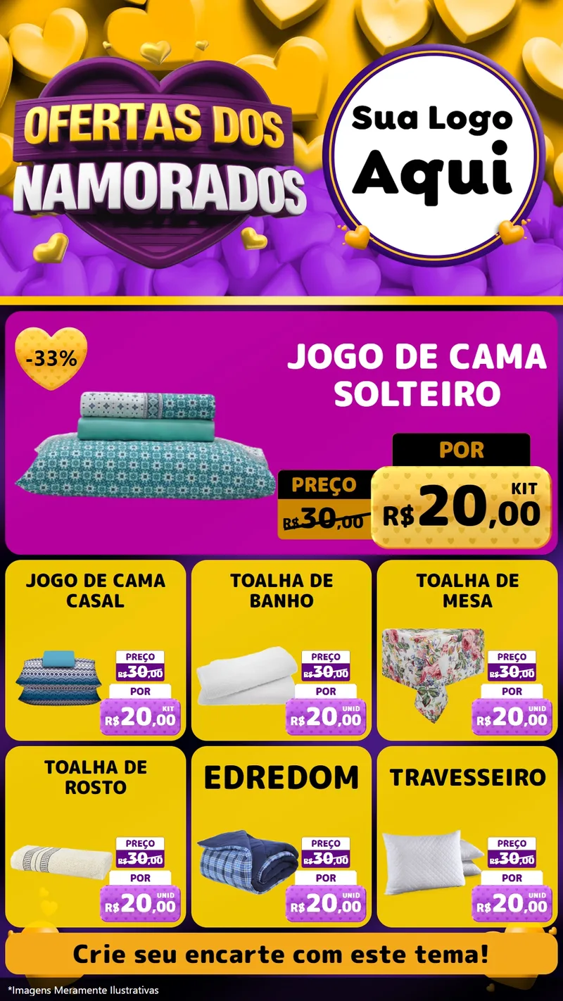 Modelo de Rede Social para Stories com o tema Oferta Dos Namorados para Cama, Mesa e Banho