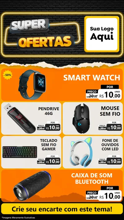 Modelo de TV para TV Vertical com o tema Super Ofertas para Informática