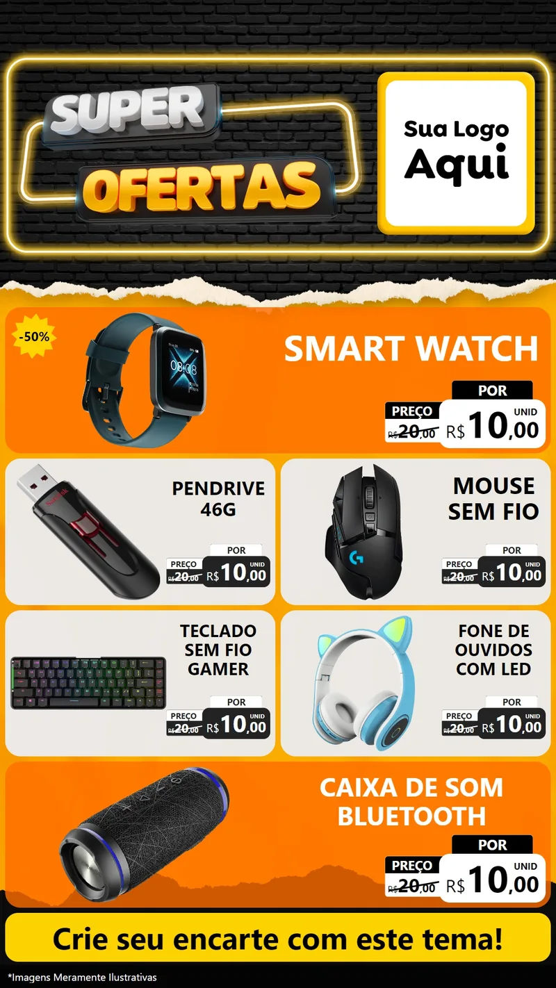 Modelo de TV para TV Vertical com o tema Super Ofertas para Informática
