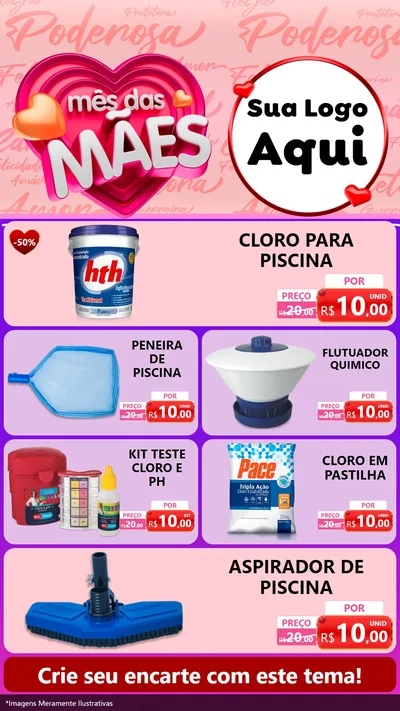 Modelo de TV para TV Vertical com o tema Mês Das Mães para Produtos para Piscina