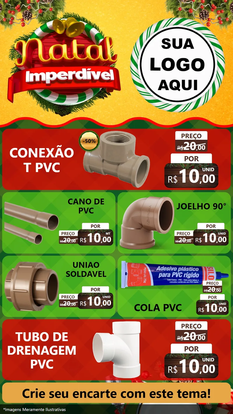 Modelo de TV para TV Vertical com o tema Natal Imperdível para Tubos e conexões