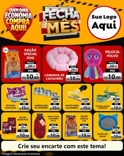 Modelo de Rede Social para Feed Instagram com o tema Fecha Mês para Pet Shop