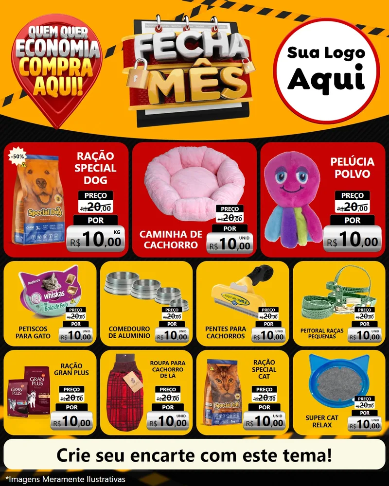 Modelo de Rede Social para Feed Instagram com o tema Fecha Mês para Pet Shop