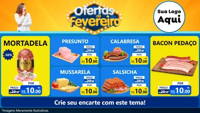 Modelo de TV para TV Horizontal com o tema Ofertas de Fevereiro para Frios e Laticínios