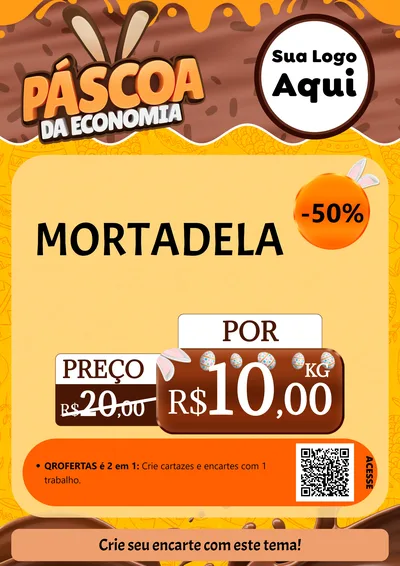 Modelo de Cartaz para Cartaz A4 Vertical com o tema Páscoa da Economia para Frios e Laticínios