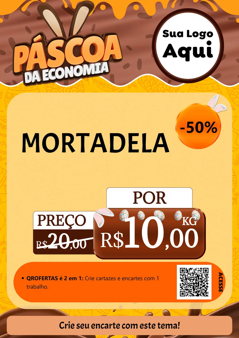 Modelo de Cartaz para Cartaz A4 Vertical com o tema Páscoa da Economia para Frios e Laticínios