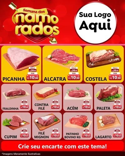 Modelo de Rede Social para Feed Instagram com o tema Semana dos namorados para Açougue