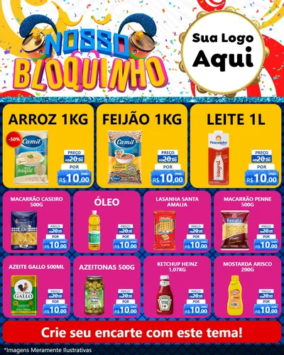 Modelo de Rede Social para Feed Instagram com o tema Nosso Bloquinho para Supermercado