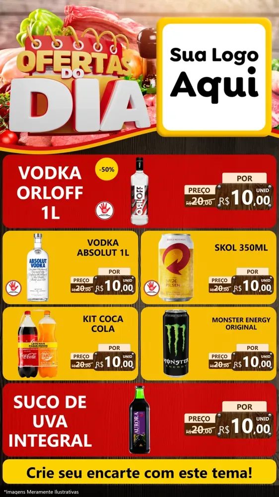 Modelo de TV para TV Vertical com o tema Ofertas do Dia para Distribuidora de bebidas
