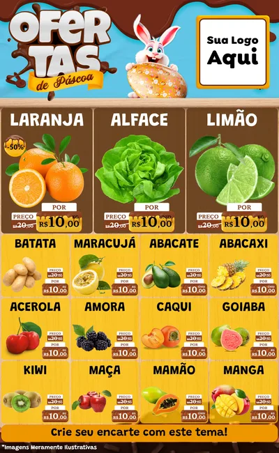 Modelo de Encarte para Encarte Grande com o tema Ofertas de Páscoa para Hortifrúti
