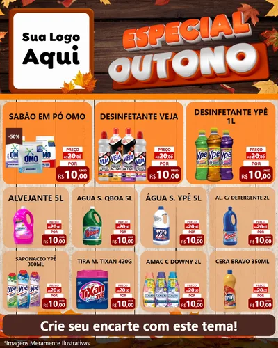 Modelo de Rede Social para Feed Instagram com o tema Especial Outono para Produtos de Limpeza