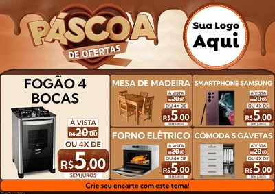 Modelo de Encarte para Encarte A4 Horizontal com o tema Páscoa de Ofertas para Móveis e Eletro