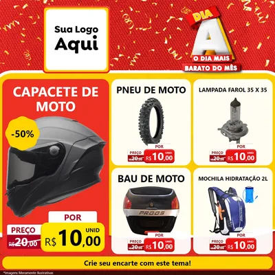 Modelo de Rede Social para Feed Facebook com o tema Dia A o Dia Mais Barato do Mês para Moto peças