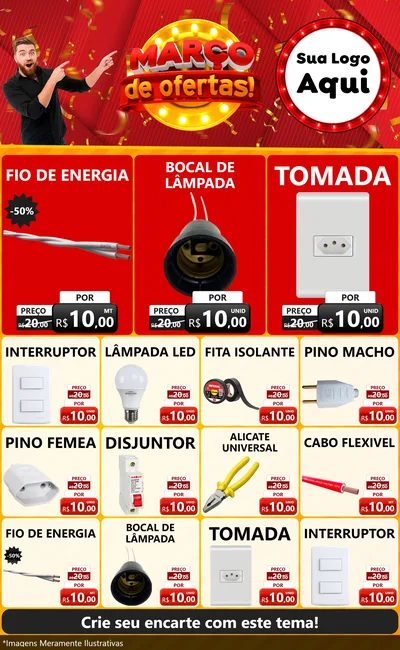 Modelo de Encarte para Encarte Grande com o tema Março de Ofertas! para Materiais Elétricos