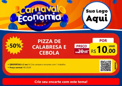 Modelo de Cartaz para Cartaz A4 Horizontal com o tema Carnaval da Economia para Pizzaria