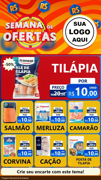 Modelo de Rede Social para Stories com o tema Semana de Ofertas para Peixaria