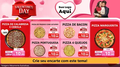 Modelo de TV para TV Horizontal com o tema Valentine's Day para Pizzaria