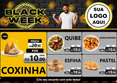Modelo de Encarte para Encarte A4 Horizontal com o tema Black Week para Salgadaria