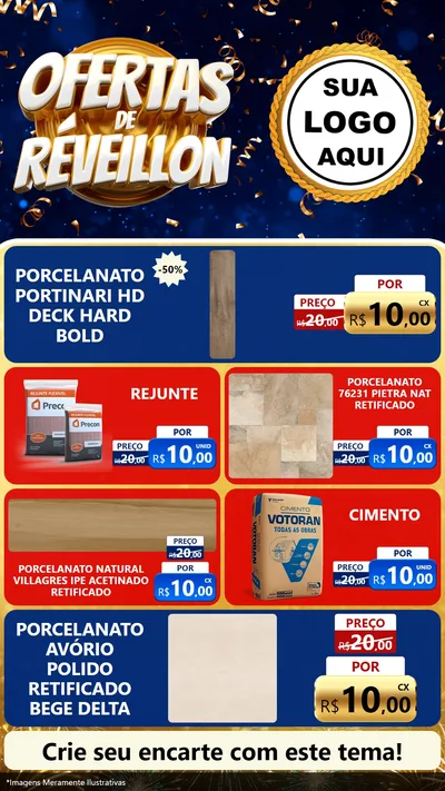 Modelo de TV para TV Vertical com o tema Ofertas de Réveillon para Pisos e revestimentos