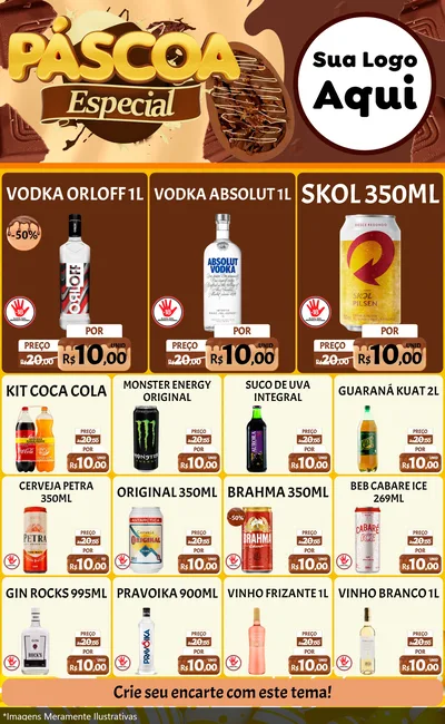 Modelo de Encarte para Encarte Grande com o tema Páscoa Especial para Distribuidora de bebidas