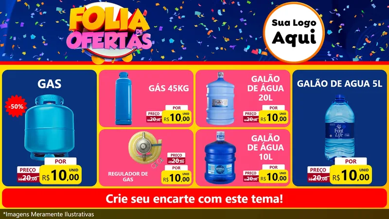 Modelo de TV para TV Horizontal com o tema Folia de Ofertas para Água e gás