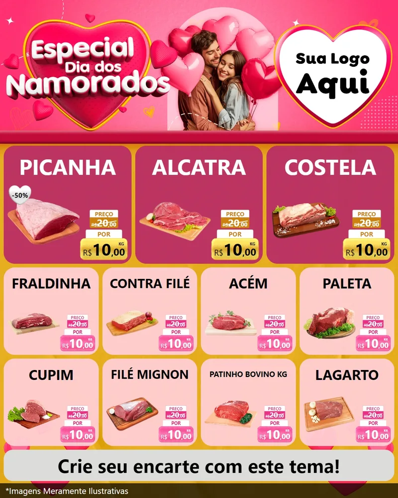 Modelo de Rede Social para Feed Instagram com o tema Especial Dia dos Namorados para Açougue