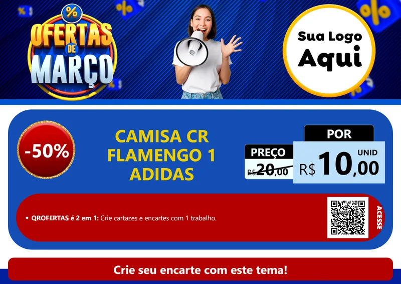 Modelo de Cartaz para Cartaz A4 Horizontal com o tema Ofertas de Março para Roupas e acessórios